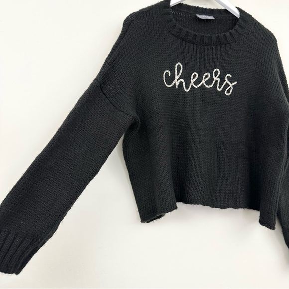 Wooden Ships Cheers Embroidered top Sweater Chunky Black - Picture 4 of 10